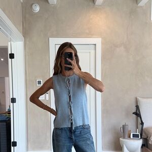 Abercrombie Sleeveless Light Blue Tie-Front Knit Top